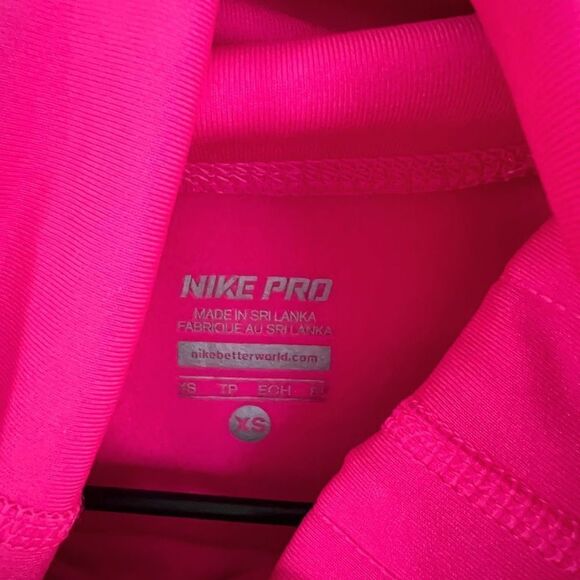 Nike Pro Dri Fit Turtleneck Long Sleeve Base Layer Warm Shirt Hot Pink XS - Picture 4 of 7
